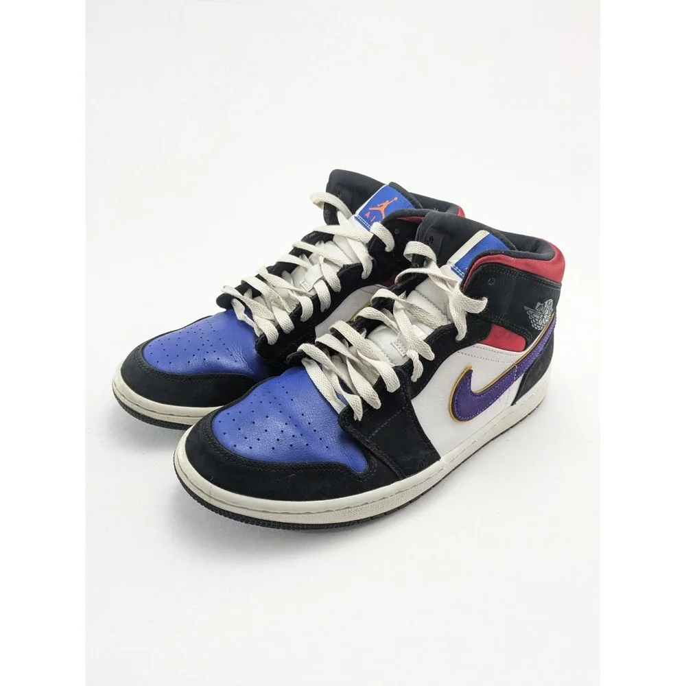 Mens Nike Air Jordan 1 Mid Se Rivals Black Red Blue Shoes 852542-006 Size 10.5